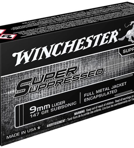 Winchester Super Suppressed 9mm Luger Ammo 147 Grain Full Metal Jacket
