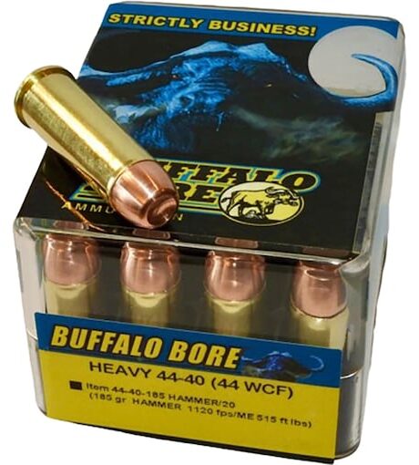 Buffalo Bore Heavy 44-40 WCF Ammo 185 Grain Hammer Claw Hammer Solid Flat Nose Box of 20