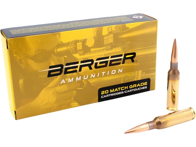 Berger Match Grade 6.5 Creedmoor Ammo 153.5 Grain Berger Hybrid Target Jacketed Hollow Point Box of 20