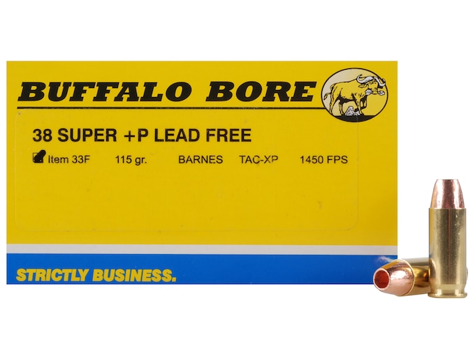 Buffalo Bore 38 Super +P Ammo 115 Grain Barnes TAC-XP Solid Hollow Point Lead Free Box of 20
