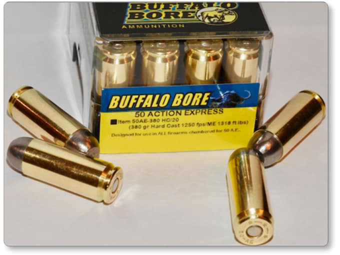 Buffalo Bore 50 Action Express Ammo 380 Grain Flat Nose Box of 20