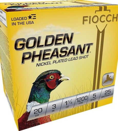 Fiocchi Golden Pheasant 20 Gauge Nickel Plated Lead Ammo