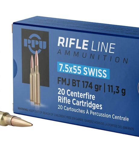 PPU 7.5mm Schmidt Rubin (7.5 x 55 Swiss) Ammo 174 Grain Full Metal Jacket Box of 20