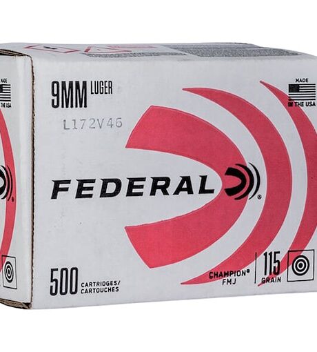 Federal Champion 9mm Luger Ammo 115 Grain Full Metal Jacket Box of 500 Bulk