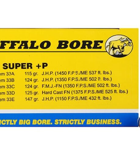 Buffalo Bore 38 Super +P Ammo 124 Grain Full Metal Jacket Box of 20
