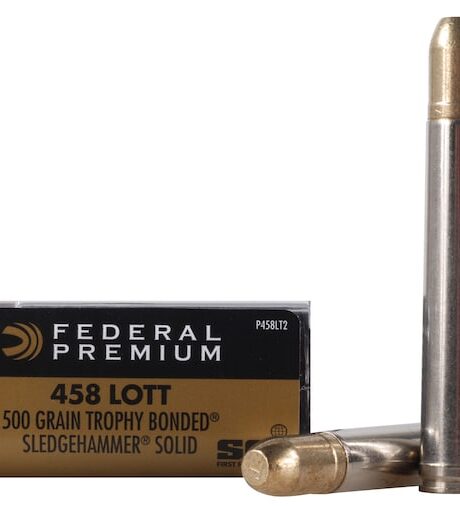 Federal Premium Safari 458 Lott Ammo 500 Grain Speer Trophy Bonded Sledgehammer Bonded Flat Nose Box of 20