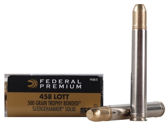 Federal Premium Safari 458 Lott Ammo 500 Grain Speer Trophy Bonded Sledgehammer Bonded Flat Nose Box of 20