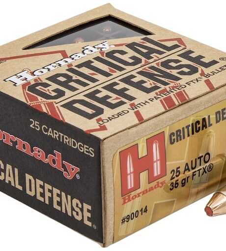 Hornady Critical Defense 25 ACP Ammo 35 Grain Hornady FTX Polymer Tip Box of 25