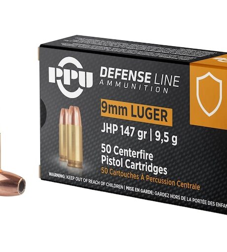 PPU Defense 9mm Luger Ammo 147 Grain Jacketed Hollow Point Box of 50