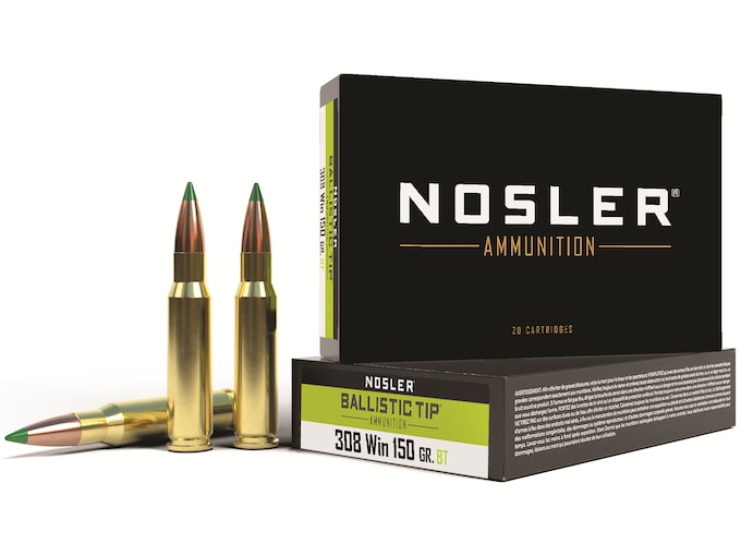Nosler BT 308 Winchester Ammo 150 Grain Nosler Ballistic Tip Polymer Tip Box of 20