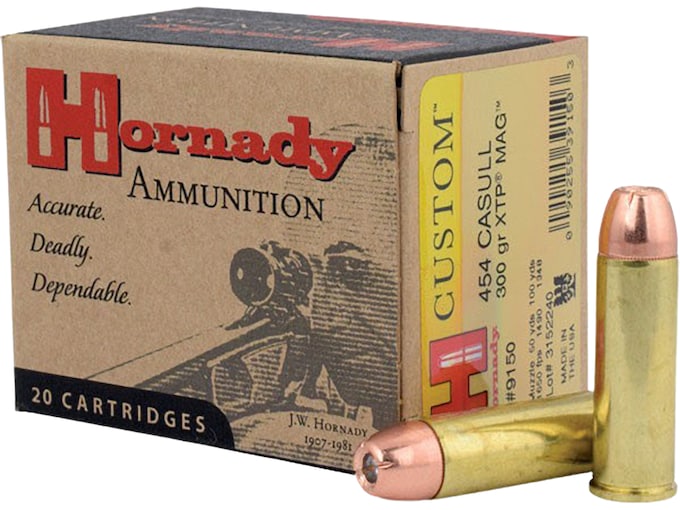 Hornady Custom 454 Casull Ammo 300 Grain Hornady XTP Jacketed Hollow Point Box of 20