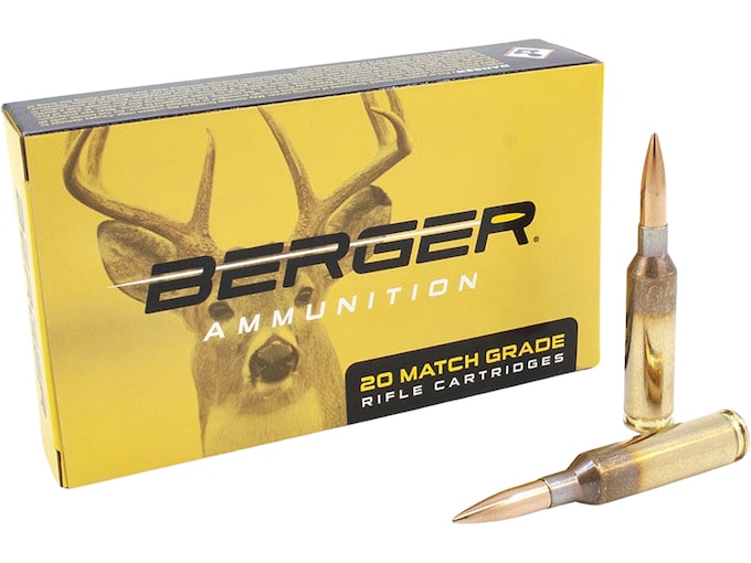 Berger Match Grade 6mm Creedmoor Ammo 95 Grain Berger Classic Hunter Jacketed Hollow Point Box of 20