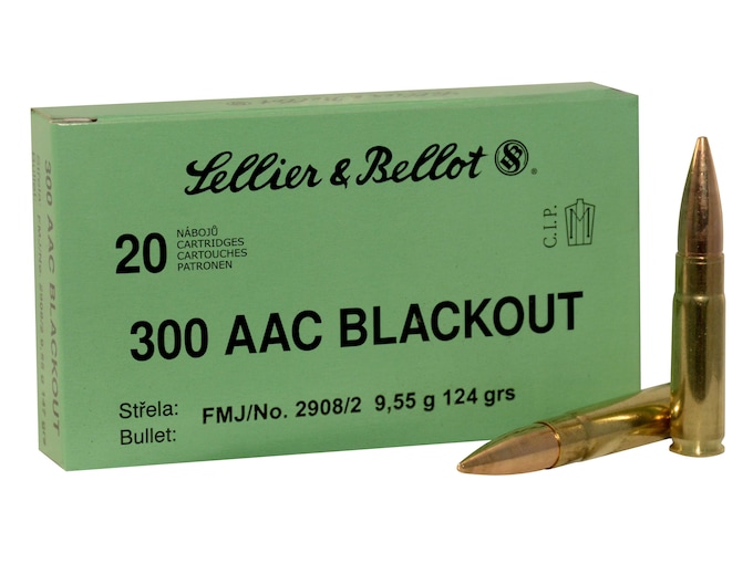 Sellier & Bellot 300 AAC Blackout Ammo 124 Grain Full Metal Jacket Box of 20