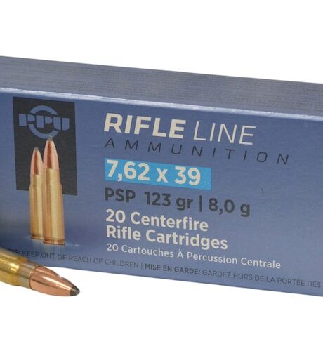 PPU 7.62x39mm Ammo 123 Grain Jacketed Soft Point Box of 20