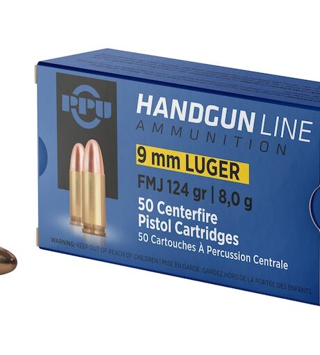 PPU 9mm Luger Ammo 124 Grain Full Metal Jacket Box of 50