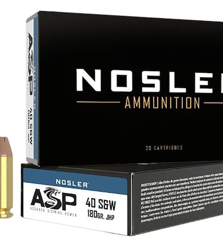 Nosler ASP 40 S&W Ammo 180 Grain Jacketed Hollow Point