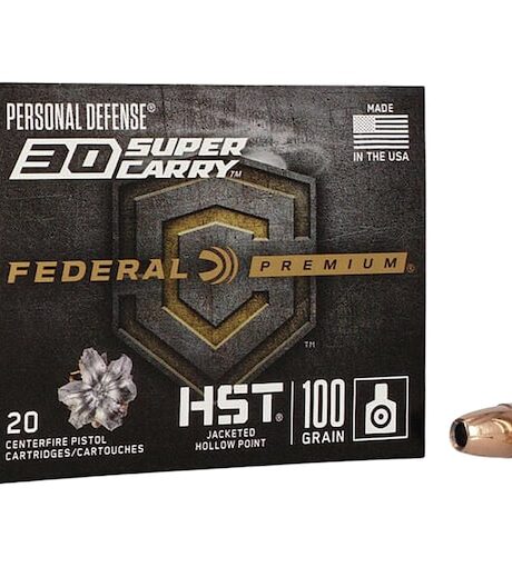 Federal Premium Personal Defense 30 Super Carry Ammo 100 Grain Federal HST Jacketed Hollow Point Box of 20
