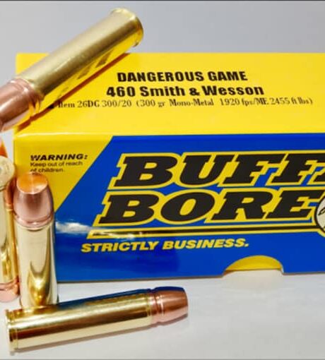 Buffalo Bore Dangerous Game 460 S&W Magnum Ammo 300 Grain Lehigh Match Solid Flat Nose Lead Free Box of 20
