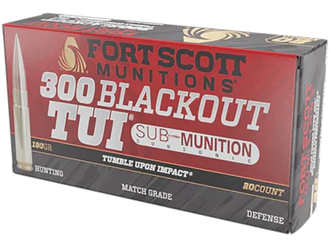 Fort Scott Munitions Subsonic TUI 300 AAC Blackout (7.62x35mm) Ammo 190 Grain Solid Lead Free Box of 20