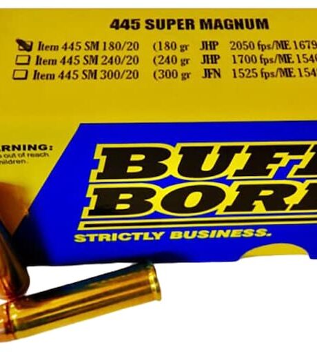 Buffalo Bore 445 Super Magnum Ammo 180 Grain Jacketed Hollow Point Box of 20