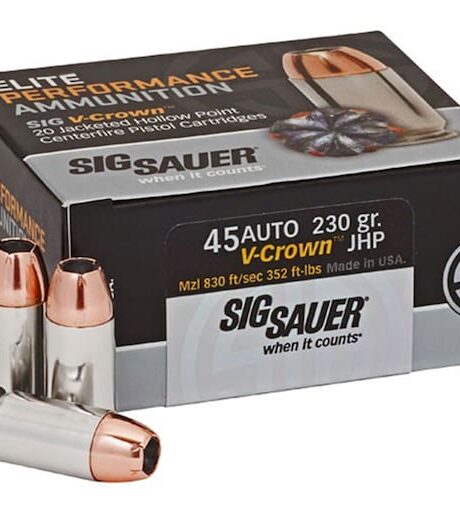 Sig Sauer Elite Performance 45 ACP Ammo 230 Grain Sig V-Crown Jacketed Hollow Point Box of 20