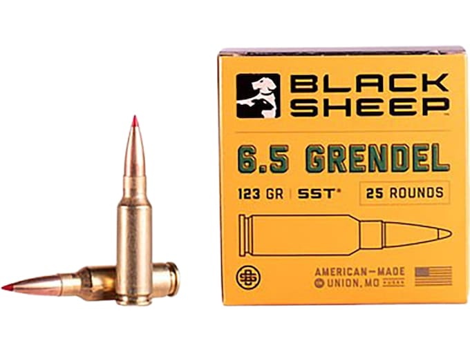 Black Sheep 6.5 Grendel Ammo 123 Grain Hornady SST (Super Shock Tip) Polymer Tip Box of 25