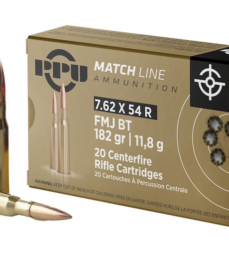 PPU Match 7.62x54mm Rimmed Russian Ammo 182 Grain Full Metal Jacket Box of 20