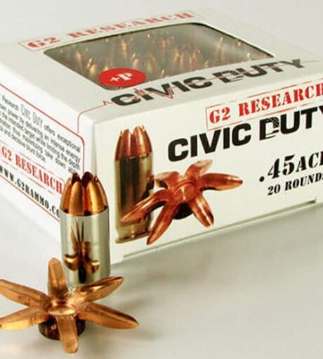 G2 Research Civic Duty 45 ACP Ammo 164 Grain G2 R.I.P. Solid Hollow Point Lead Free Box of 20