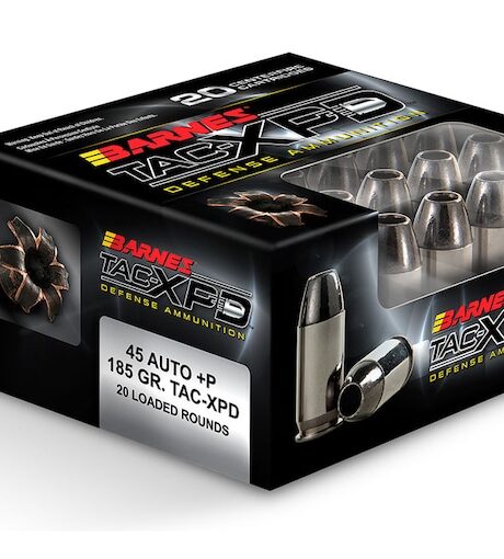 Barnes TAC-XPD 45 ACP +P Ammo 185 Grain Barnes TAC-XPD Solid Hollow Point Lead Free Box of 20