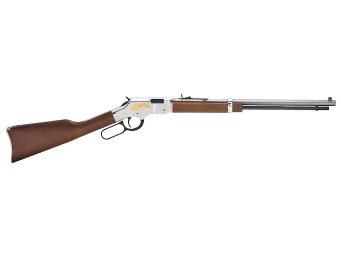 Henry Golden Eagle Lever Action Rifle 22 Long Rifle 20" Blued Barrel Nickel Frame Walnut Straight Grip Stock