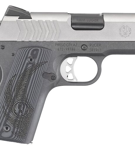 Ruger SR1911 Officer 9mm Luger Pistol 3.6" Barrel 8+1 Round Stainless Matte Slide Gray/Black Grip Gray Frame
