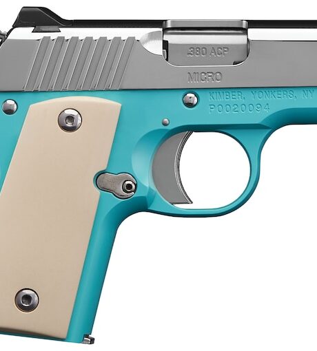Kimber Micro Bel Air 380 ACP Pistol 2.75" Barrel 7+1 Round Stainless Slide Ivory Grip Light Blue Frame
