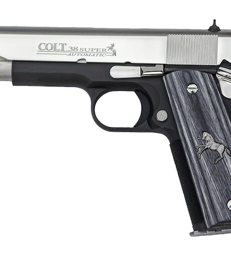 Colt 1911 JAL Dark Horse 38 Super Pistol 5" Barrel 8+1 Round Nickel Slide Gray Grip Black Frame