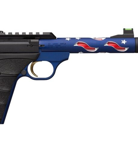 Browning Buck Mark Plus Vision Americana 22LR Pistol 5.9" Threaded Barrel 10+1 Round Black Slide Black Grip Blue Frame