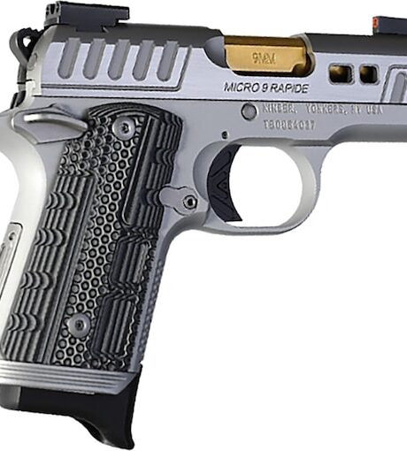 Kimber Micro 9 Rapide Dawn 9mm Luger Pistol 3.15" Barrel 7+1 Round Brushed Stainless Steel Slide Stainless Grip Silver Frame