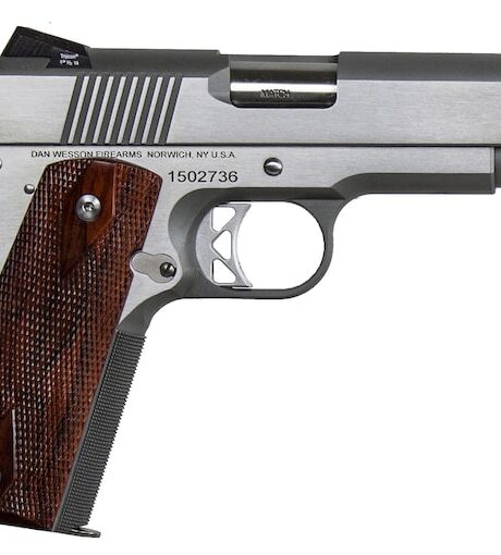 Dan Wesson Commander Classic Bobtail 45 ACP Pistol 4.25" Barrel 8+1 Round Brushed Stainless Steel Slide Wood Grip Brushed Stainless Steel Frame