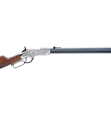 Henry Original Silver Deluxe Engraved Lever Action Rifle 44-40 WCF 24.5" Blued Barrel Nickel Frame Walnut Straight Grip Stock