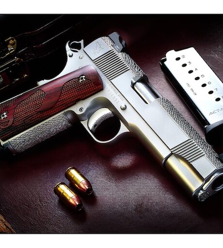 Nighthawk Custom Complete Custom Stipple (CCS) 1911 45 ACP Pistol 5" Barrel 8+1 Round Stainless Slide Cocobolo Grip Stainless Frame