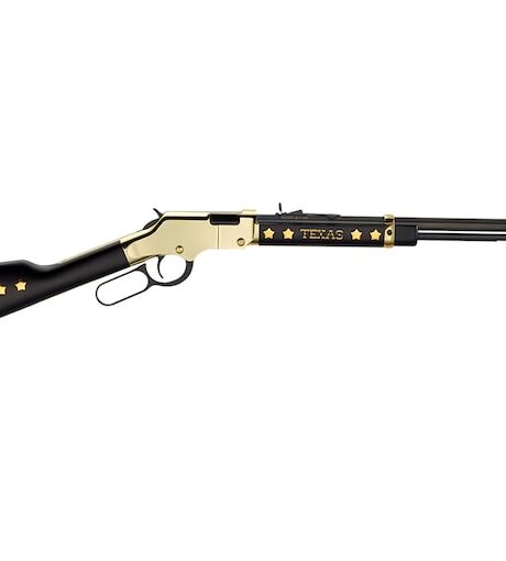 Henry Golden Boy Texas Lever Action Rifle 22 Long Rifle 20" Blued Barrel Gold Frame Black Walnut Straight Grip Stock