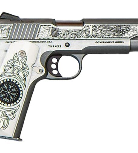 Colt Delta Elite Thor 10mm Auto Pistol 5" Barrel 8+1 Round Engraved Stainless Slide White Grip Stainless Frame