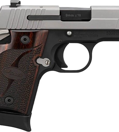 Sig Sauer P938 Two-Tone 9mm Luger Pistol 3" Barrel 7+1 Round Stainless Slide Rosewood Grip Black Frame