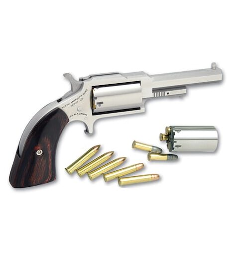 North American Arms Sheriff 22 Long Rifle Revolver 2.5" Stainless Barrel 5 Round Wood Grip with 22 WMR Cylinder