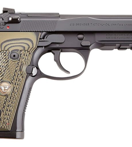 Wilson Combat Brigadier Tactical 9mm Luger Pistol 4.7" Barrel 15+1 Round Black Slide Olive Grip Black Frame