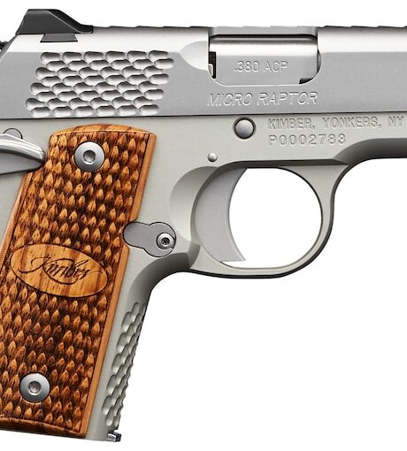 Kimber Micro Raptor 380 ACP Pistol 2.75" Barrel 7+1 Round Silver Slide Wood Grip Silver Frame