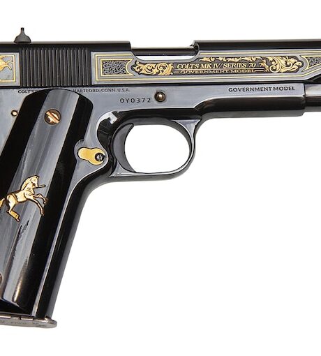 Colt 1911C Oscuro y Oro 38 Super Pistol 5" Barrel 9+1 Round Blued Slide Black Grip Blued Frame