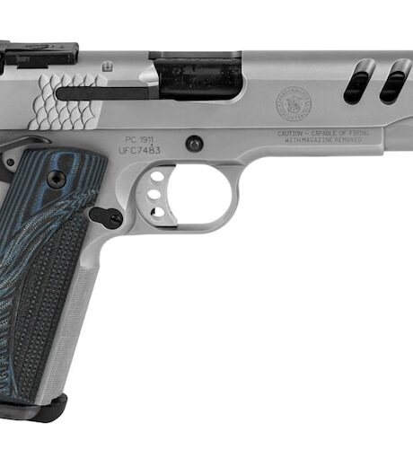 Smith & Wesson Performance Center 1911 Government 45 ACP Pistol 5" Barrel 8+1 Round Matte Stainless Slide Blue Grip Matte Stainless Frame