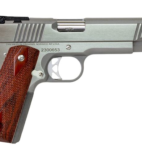 Dan Wesson Pointman Nine 9mm Luger Pistol 5" Barrel 9+1 Round Brushed Stainless Steel Slide Wood Grip Stainless Frame