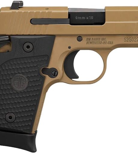 Sig Sauer P938 Emporer Scorpion 9mm Luger Pistol 3" Barrel 7+1 Round Flat Dark Earth Slide Black Grip Flat Dark Earth Frame