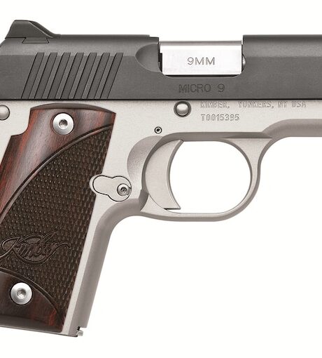 Kimber Micro 9 Two Tone 9mm Luger Pistol 3.15" Barrel 7+1 Round Matte Black Slide Rosewood Grip Stainless Frame