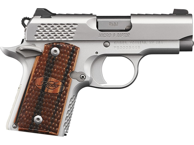 Kimber Micro 9 Raptor 9mm Luger Pistol 3.15" Barrel 6+1 Round Satin Slide Wood Grip Silver Frame
